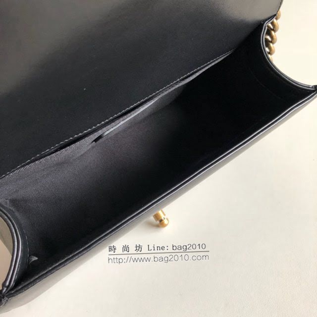 Chanel女包 香奈兒專櫃經典款菱格boy包 Chanel小羊皮鏈條女包 67086黑色  djc4218
